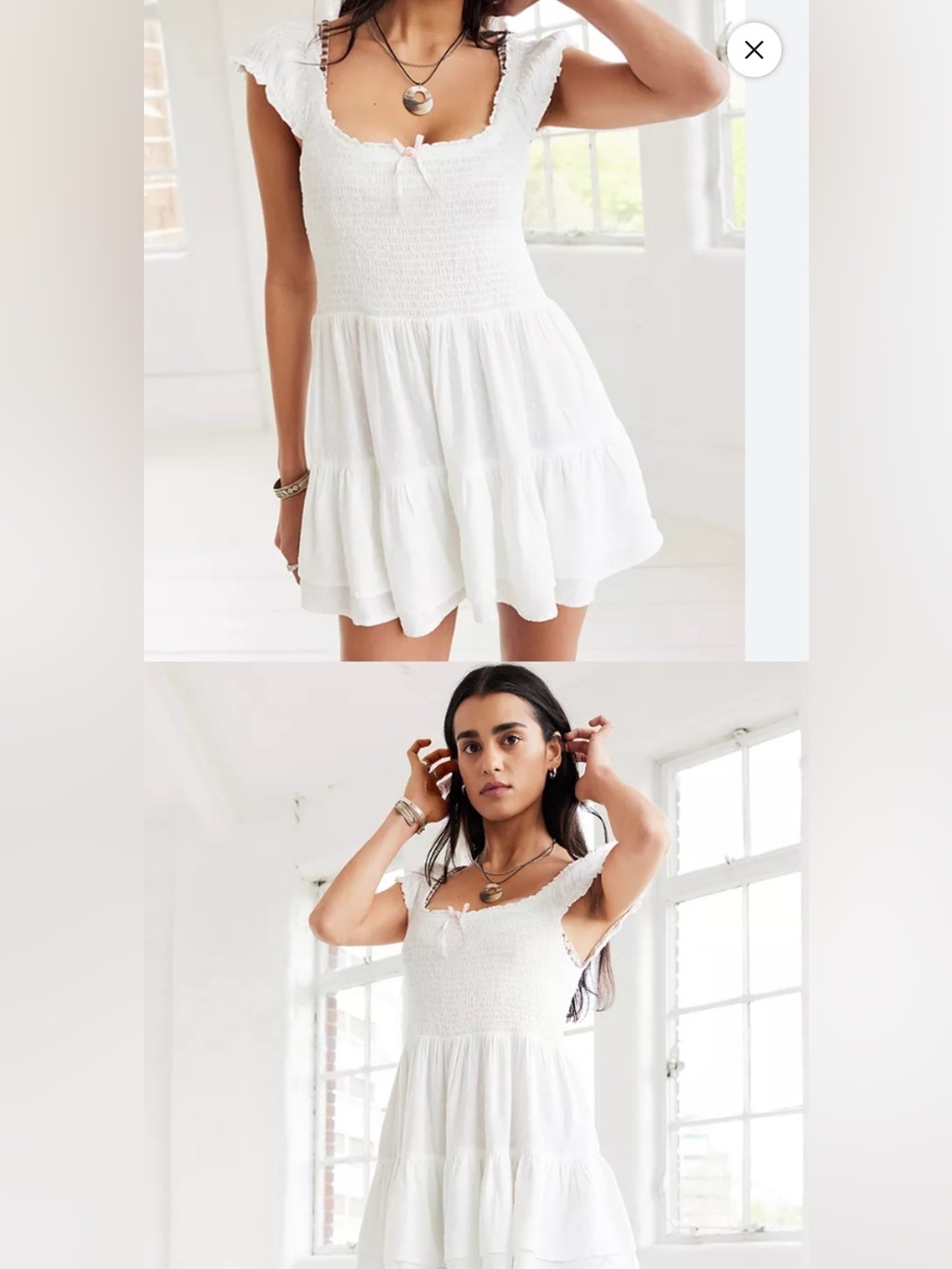 Kimchi Blue White Smocked Tiered Romper